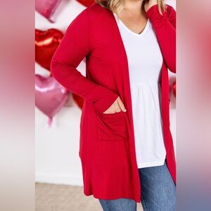 Michelle Mae Vibrant Red Open Cardigan